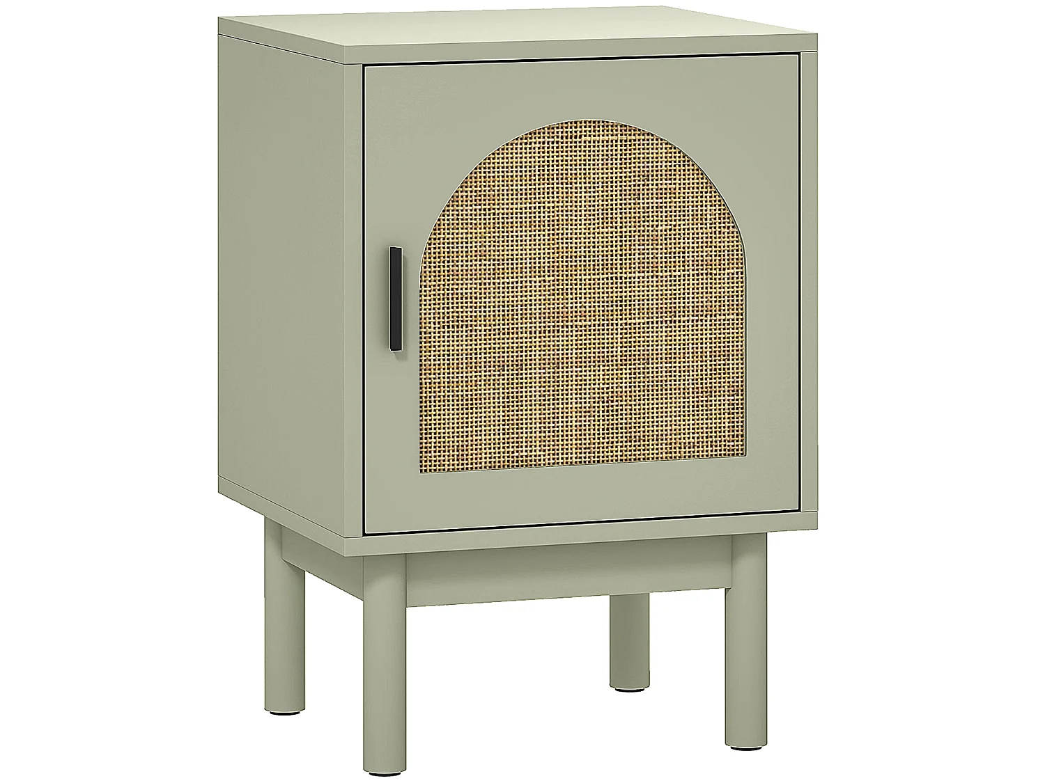 Yotomo Sake Light Green Rattan Bedside Table Natural Woven Door Adjustable Shelf