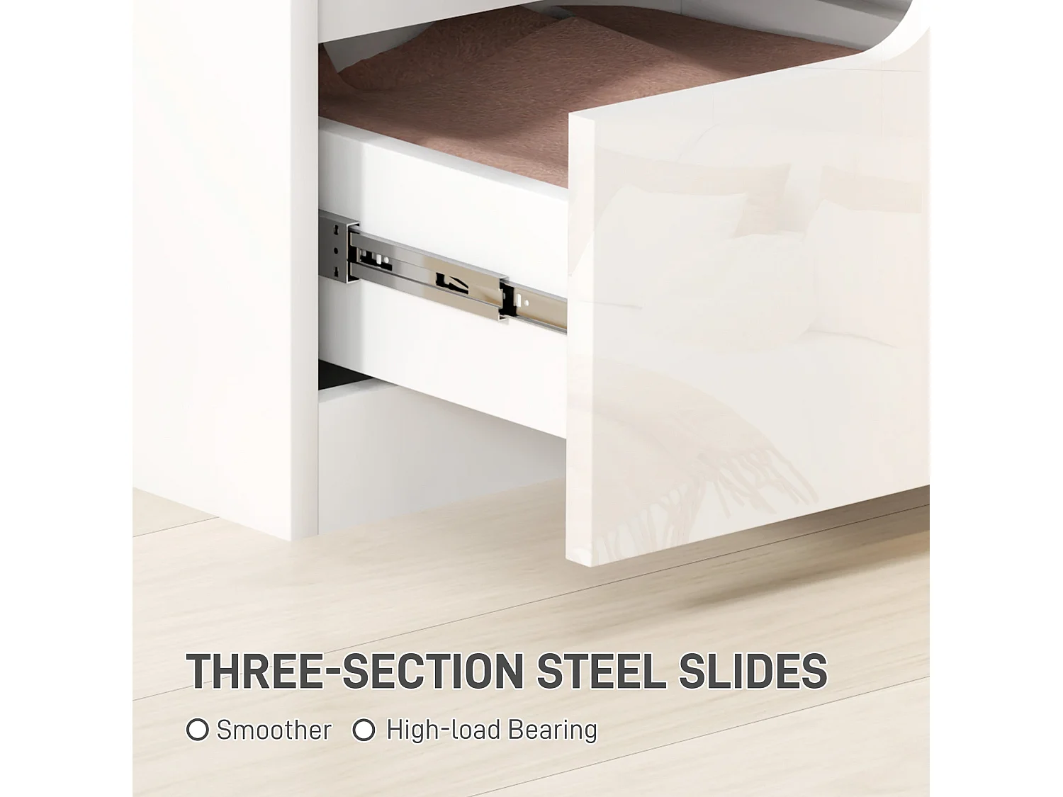 Kavaha Set of 2 High Gloss White Bedside Tables 2 Drawers