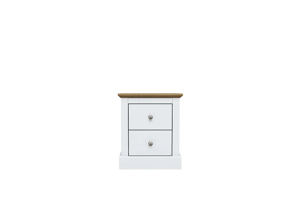 Ardee 2 Drawer Bedside Table White Finish with Natural Oak Top