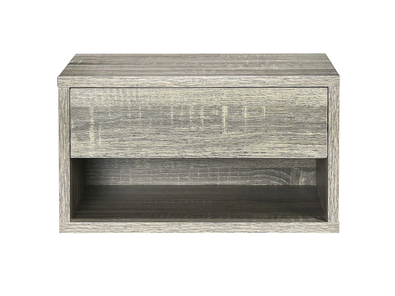 Rosama Set of 2 Grey Wood Effect Floating Bedside Tables Wall Mounted 1 Drawer 1 Shelf