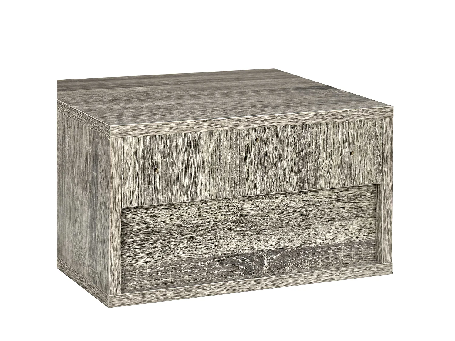 Rosama Set of 2 Grey Wood Effect Floating Bedside Tables Wall Mounted 1 Drawer 1 Shelf