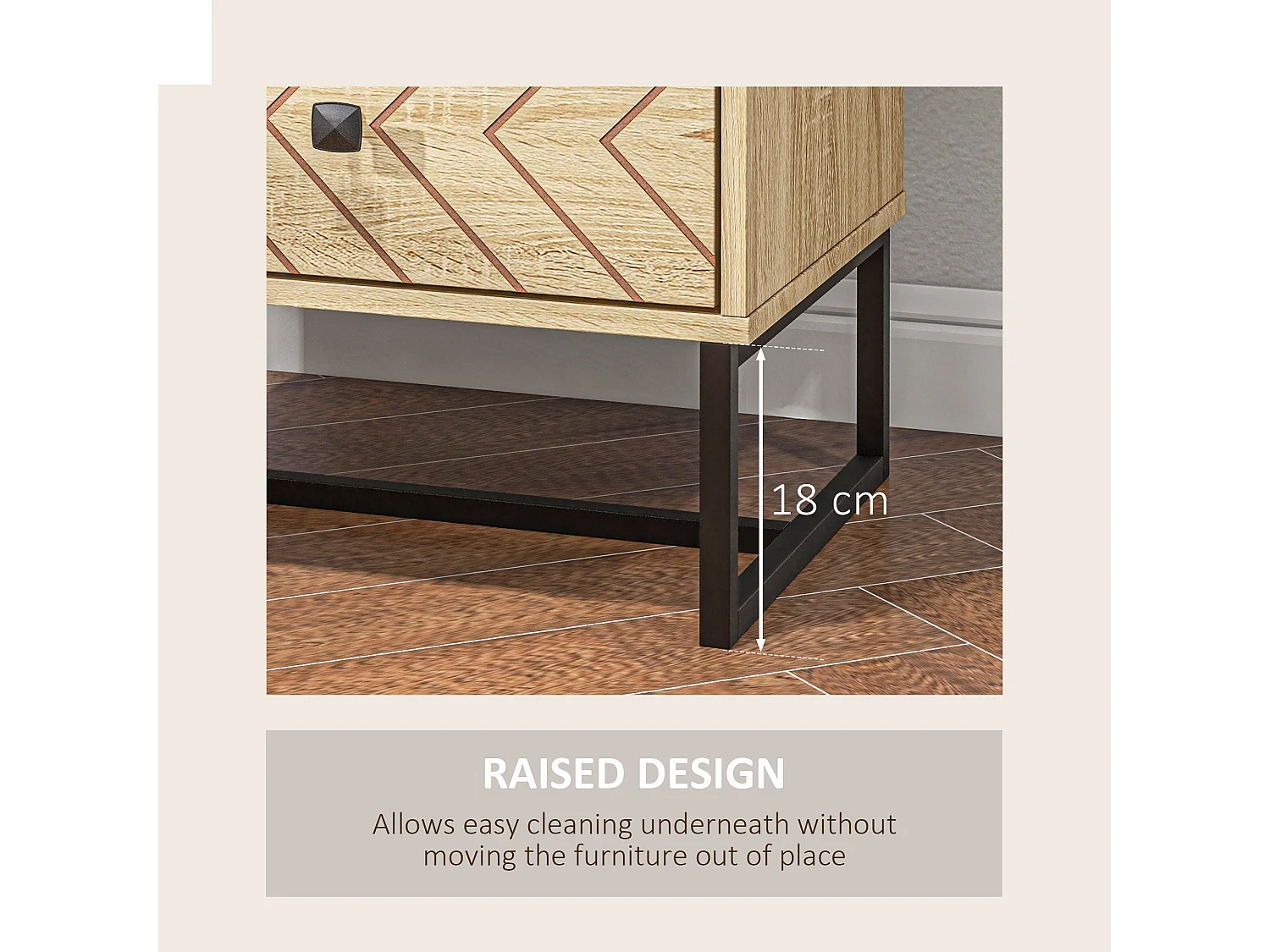 Sare Set of 2 Natural Wood Effect Bedside Tables Zig Zag 2 Drawers