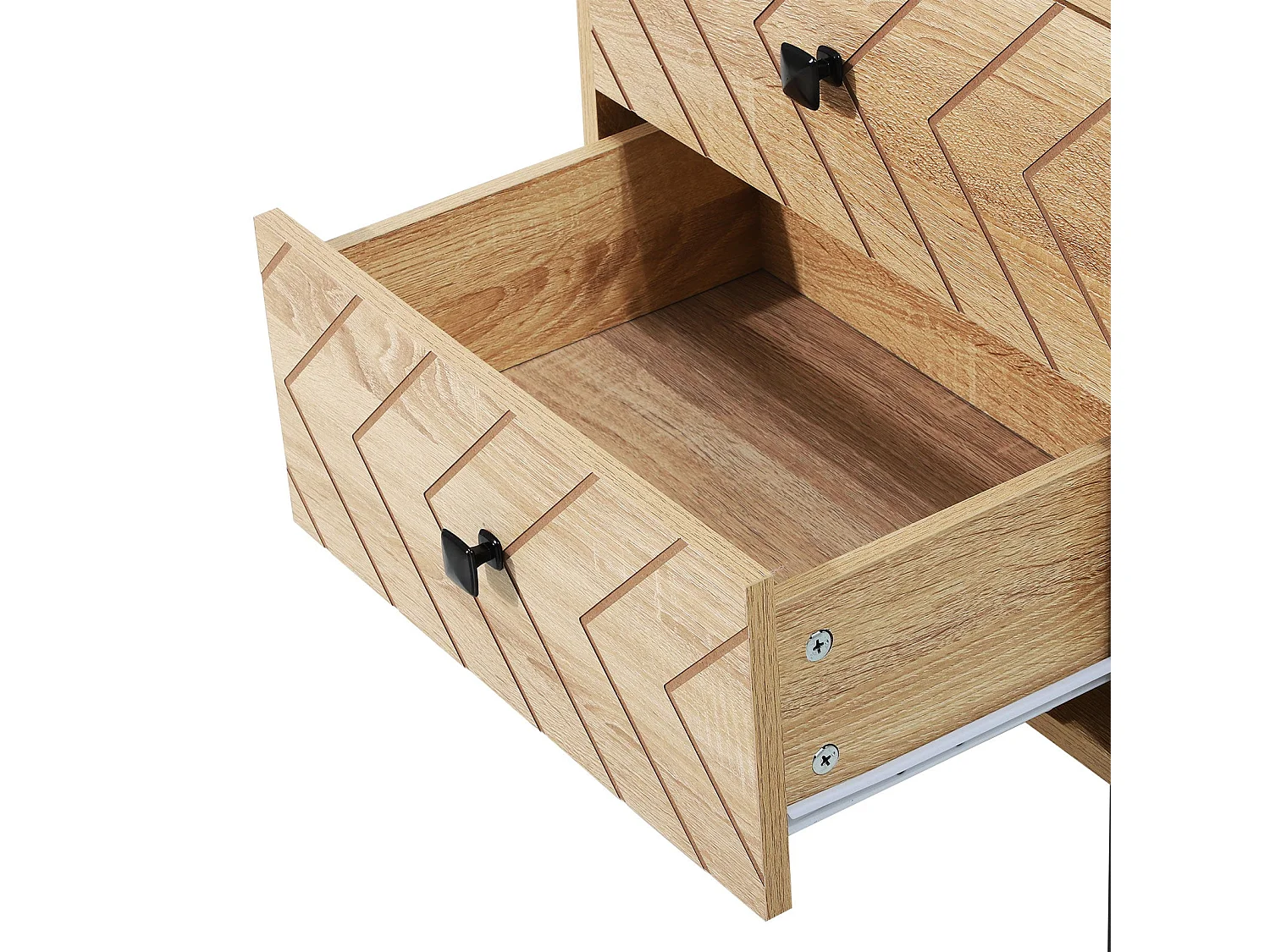 Sare Set of 2 Natural Wood Effect Bedside Tables Zig Zag 2 Drawers