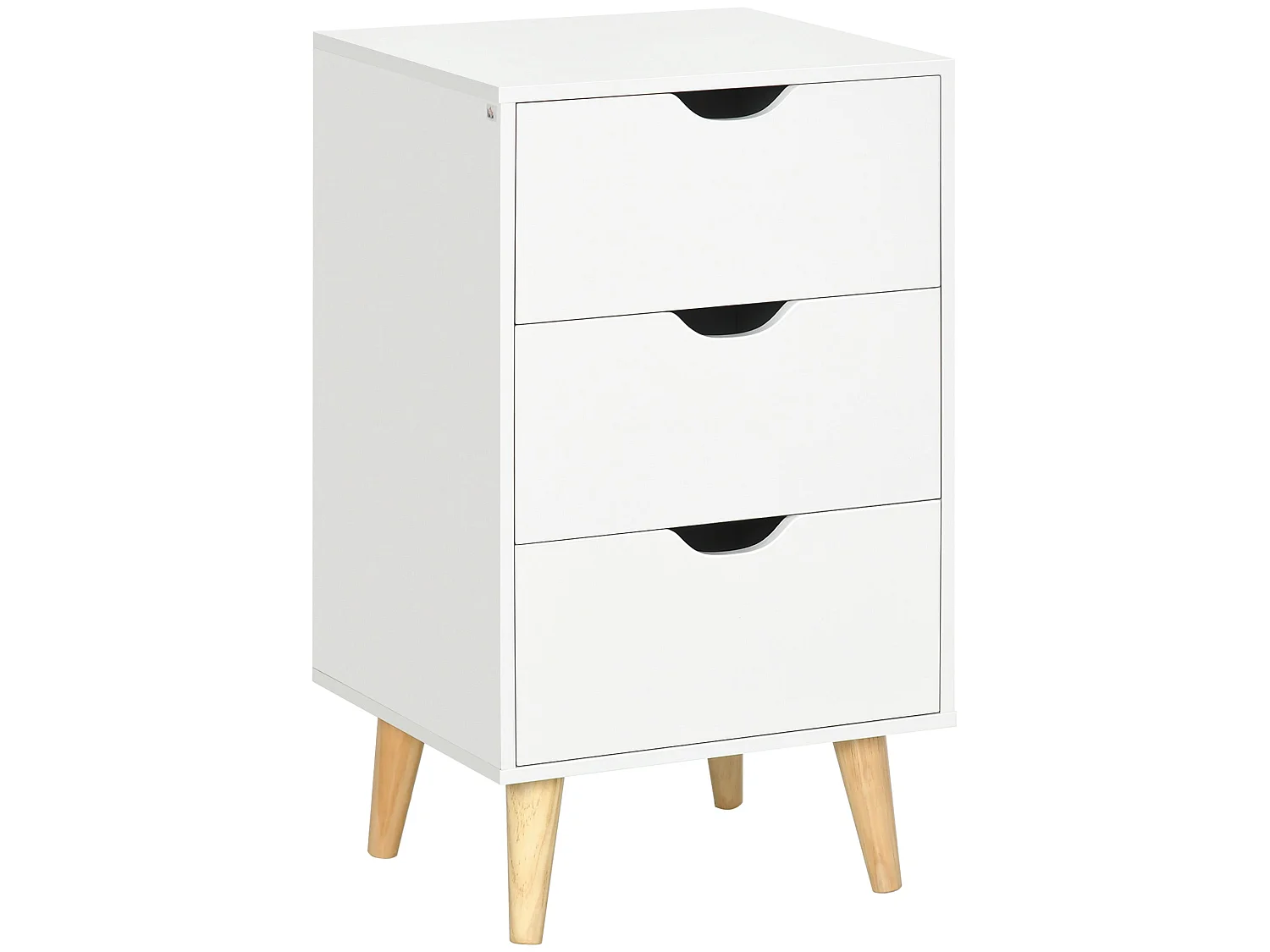 Rato 3 Drawer Bedside Table White with Natural Pine Legs