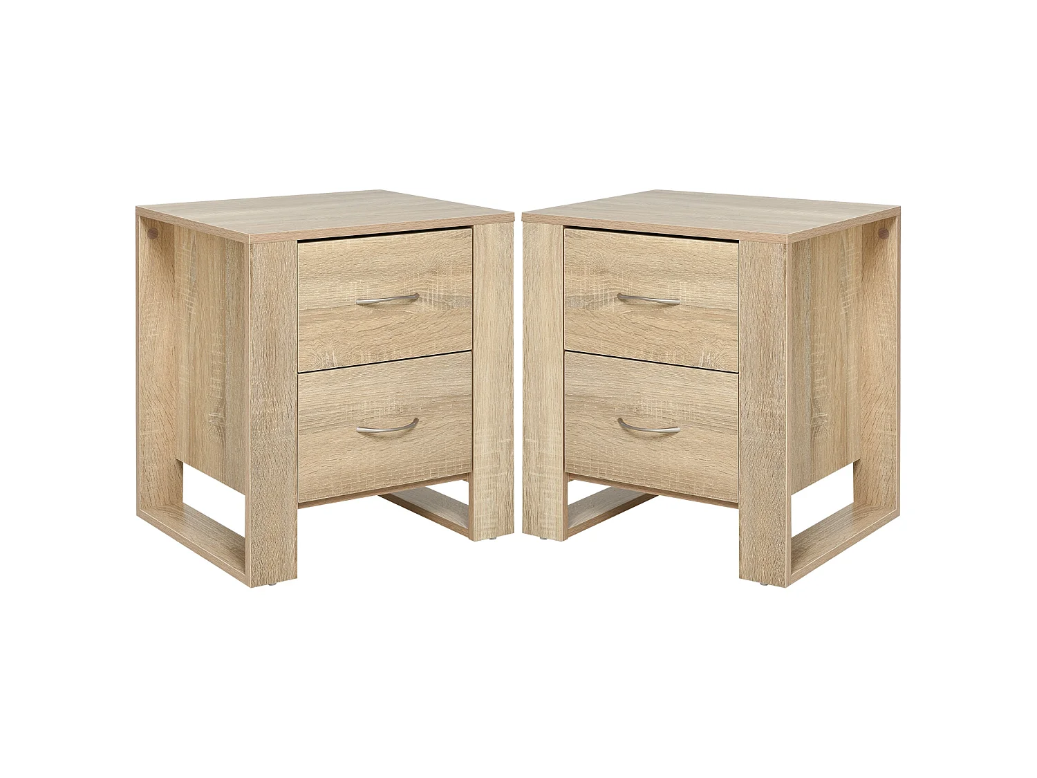 Colu Set of 2 Brown Wooden Bedside Tables with 2 Drawers