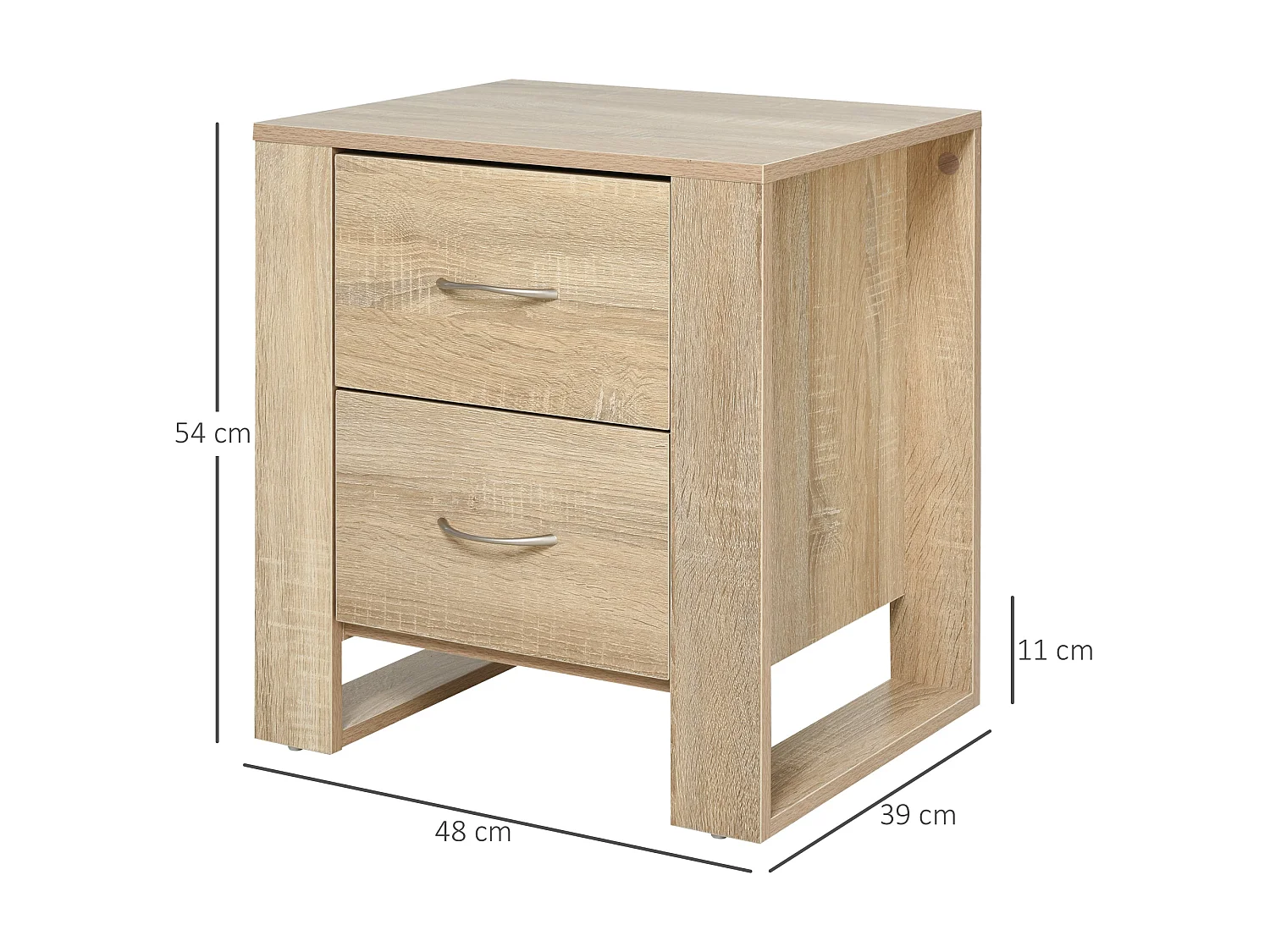 Colu Set of 2 Brown Wooden Bedside Tables with 2 Drawers