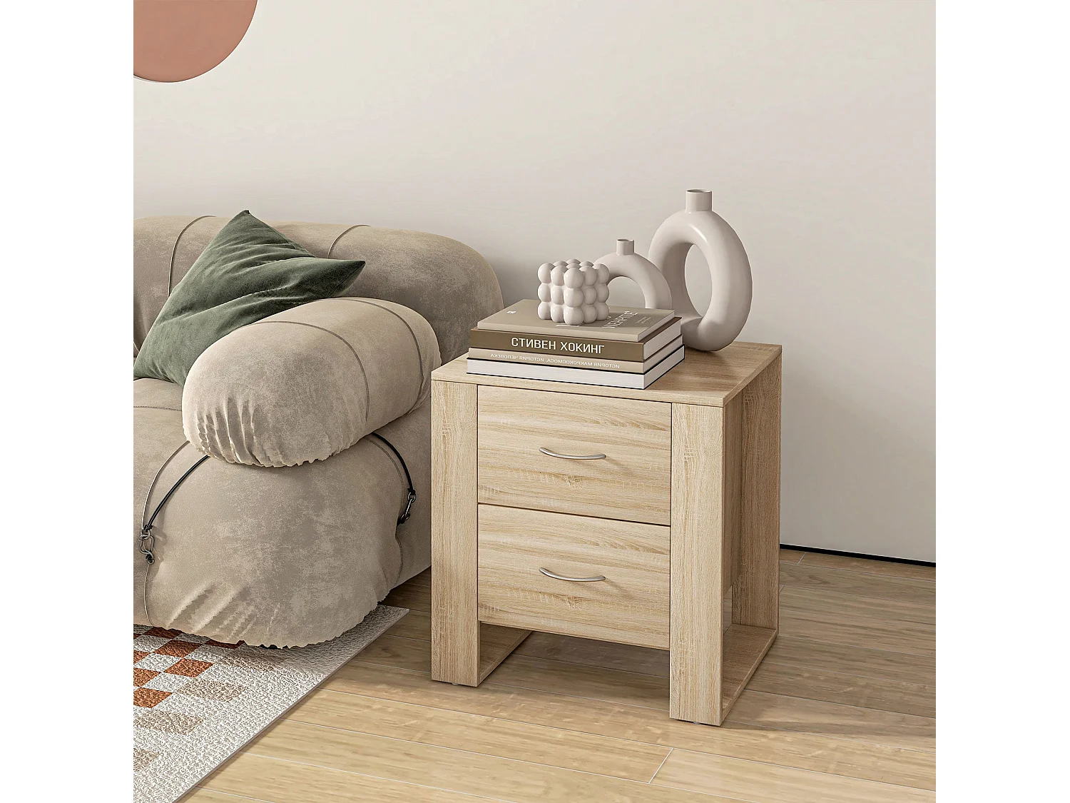 Colu Set of 2 Brown Wooden Bedside Tables with 2 Drawers