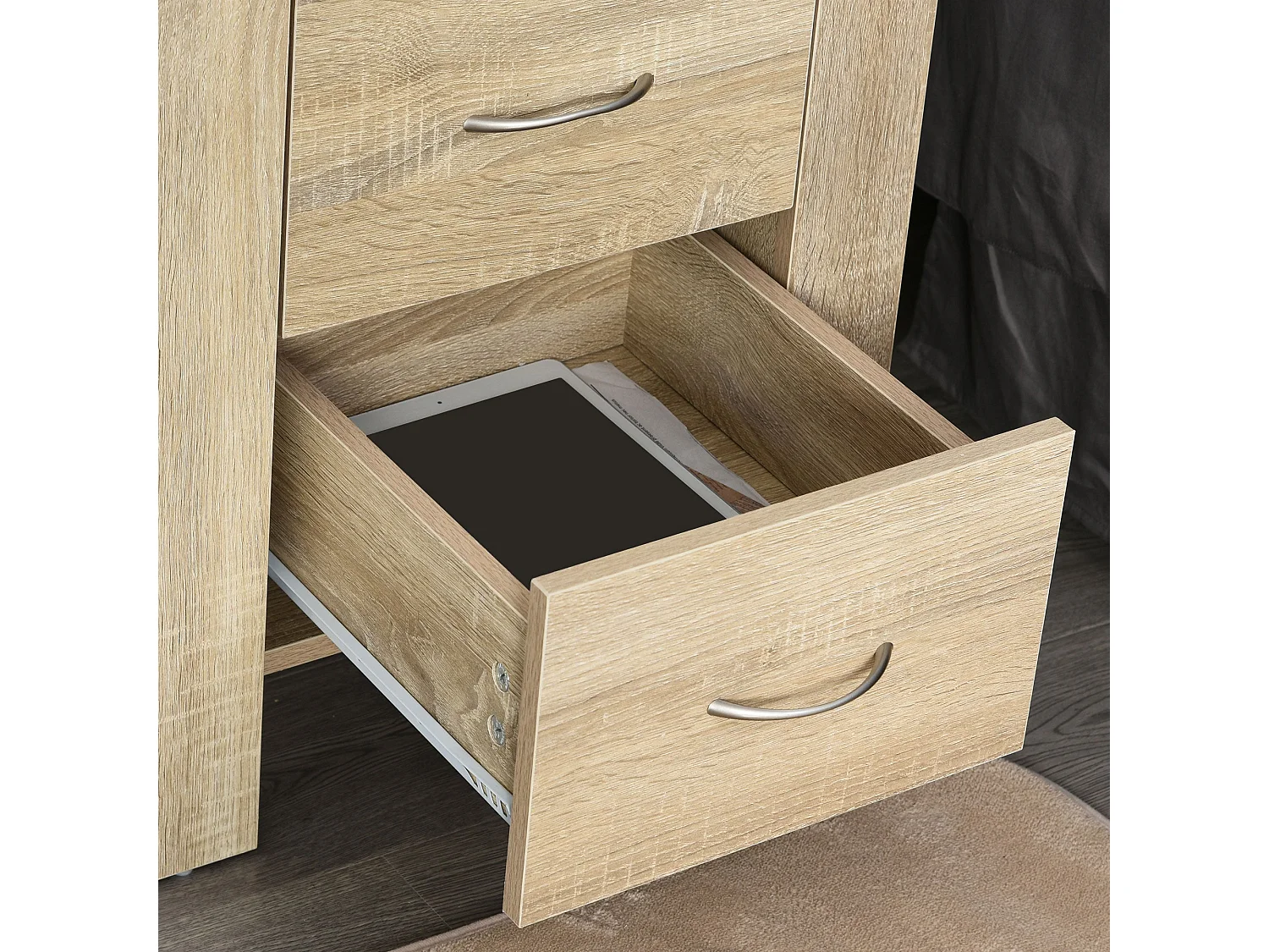Colu Set of 2 Brown Wooden Bedside Tables with 2 Drawers