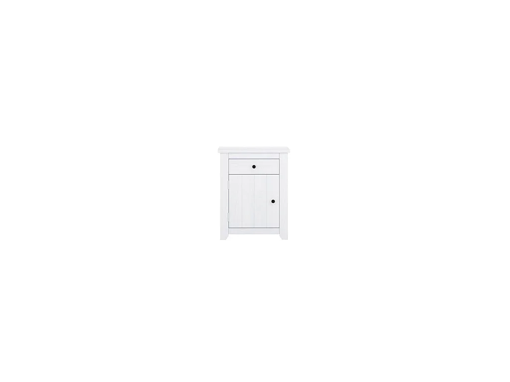 Tralee Panelled White Washed Pine Bedside Table Solid Wood Antique Pewter Handles