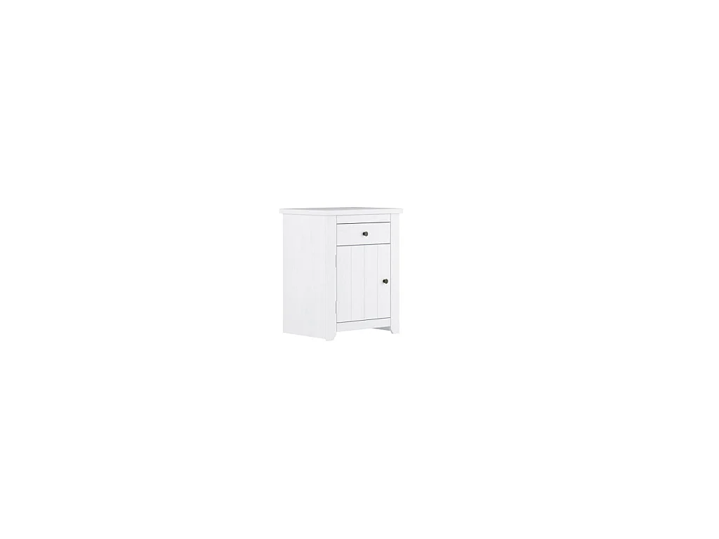 Tralee Panelled White Washed Pine Bedside Table Solid Wood Antique Pewter Handles