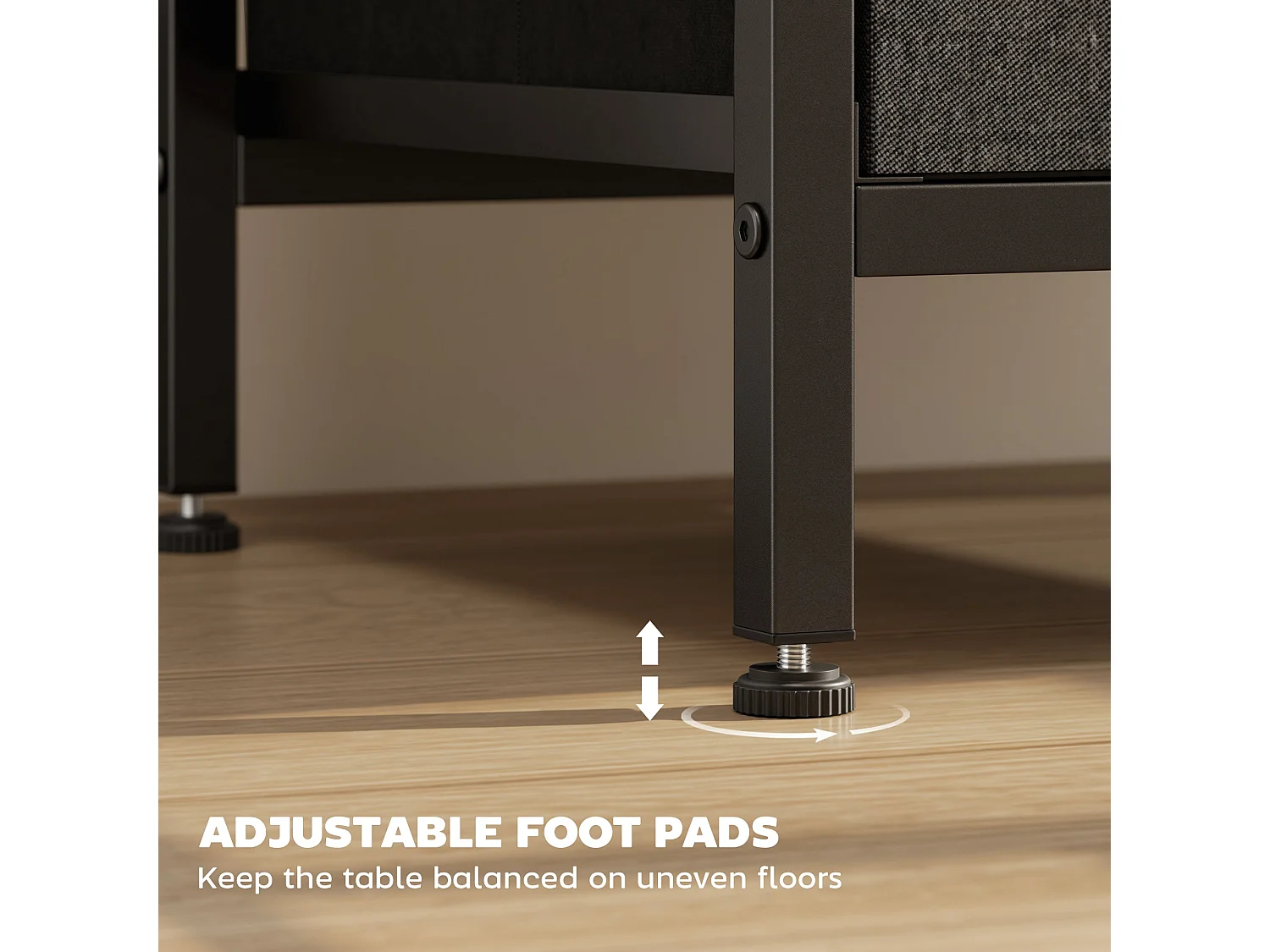 Pado Industrial Black Bedside Table with Charging Station Grey Fabric Fold Down Drawer