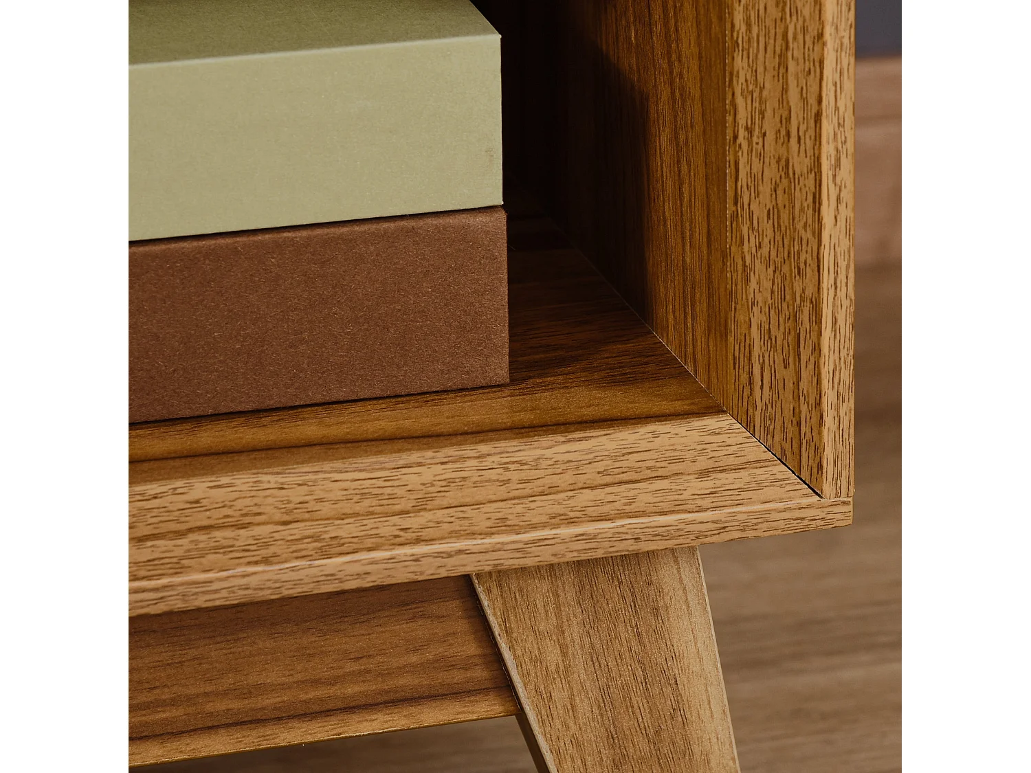 Novafa Walnut Brown Bedside Table 1 Drawer 1 Shelf 40x40x50cm