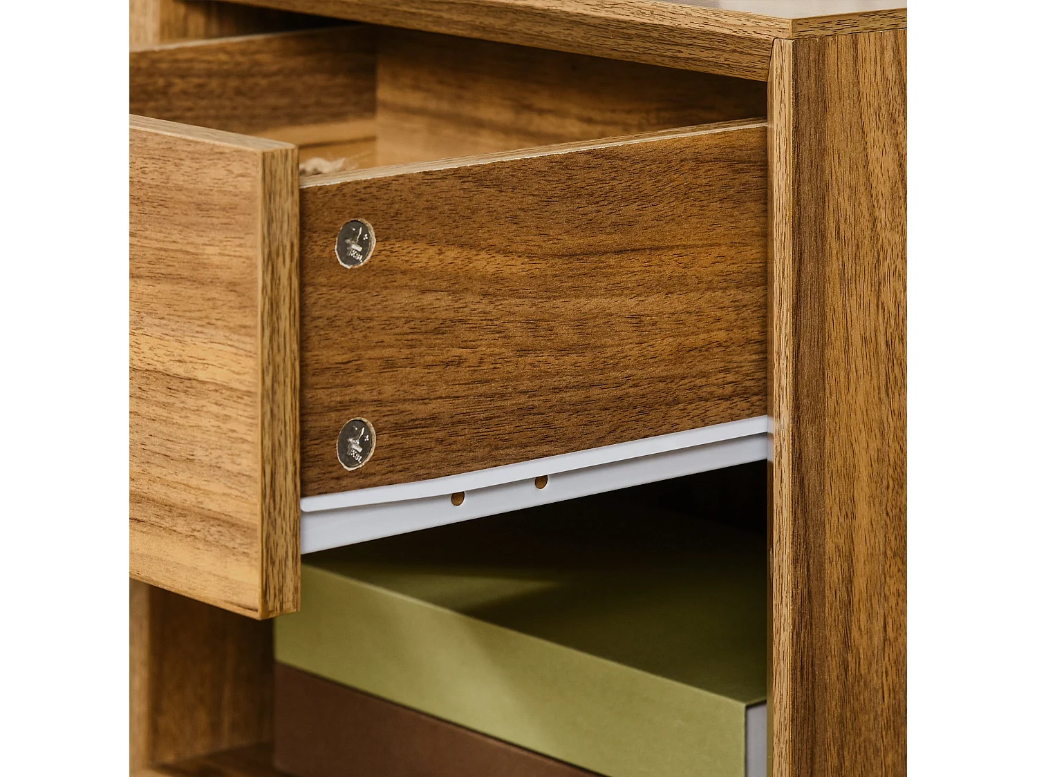 Novafa Walnut Brown Bedside Table 1 Drawer 1 Shelf 40x40x50cm