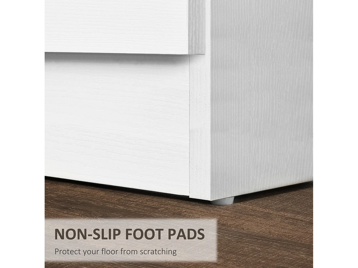 Yotose White 3 Drawer Bedside Table with Silver Metal Handles