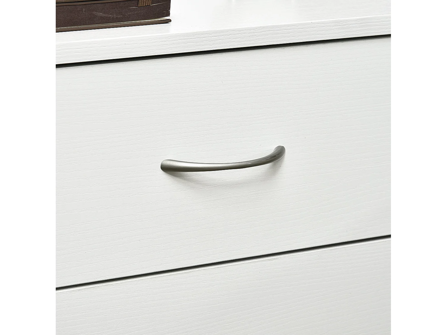 Yotose White 3 Drawer Bedside Table with Silver Metal Handles