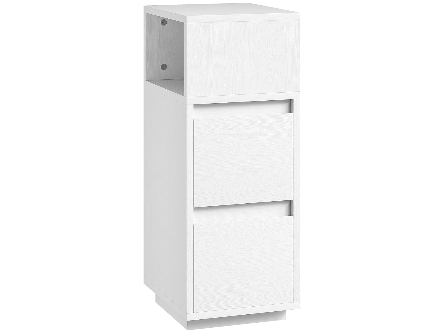 Nineso Valu Slim White Bedside Table 2 Drawers and Open Shelf
