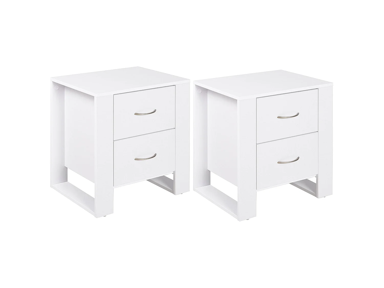 Sovise Set of 2 White Wooden Bedside Tables with 2 Drawers