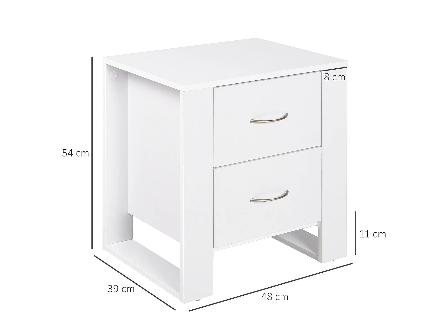 Sovise Set of 2 White Wooden Bedside Tables with 2 Drawers