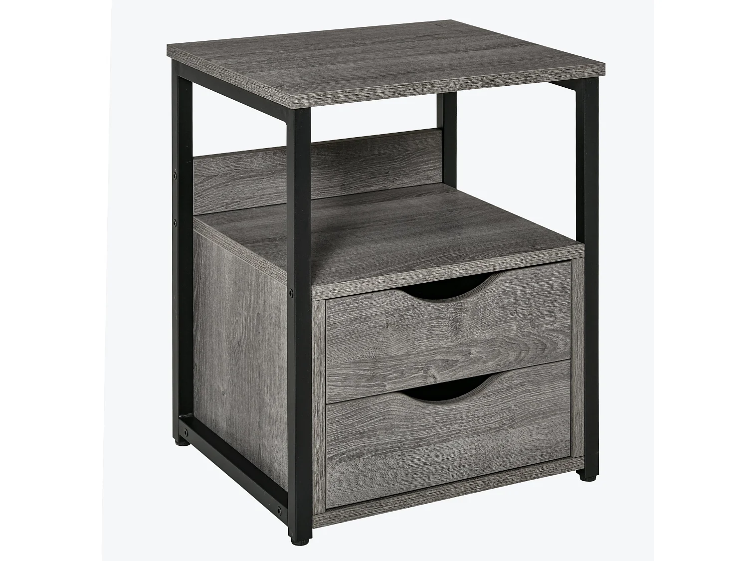 Sesopa Metal Grey Industrial Slim Bedside Table Drawer and Shelf