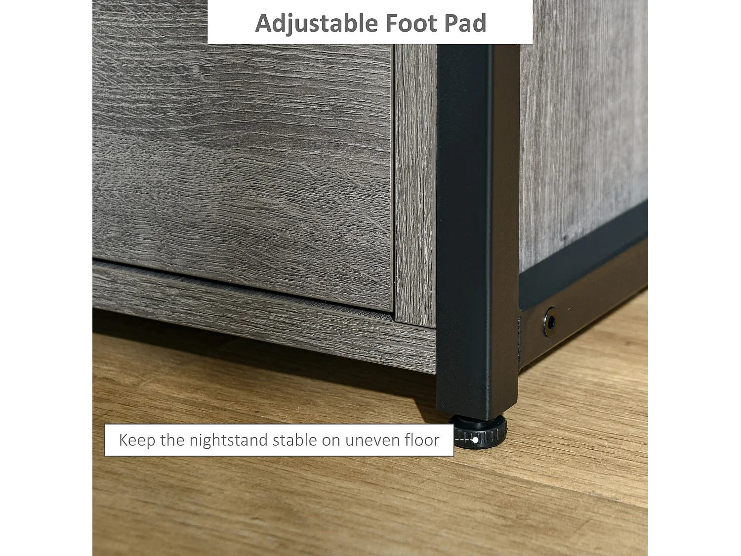 Sesopa Metal Grey Industrial Slim Bedside Table Drawer and Shelf