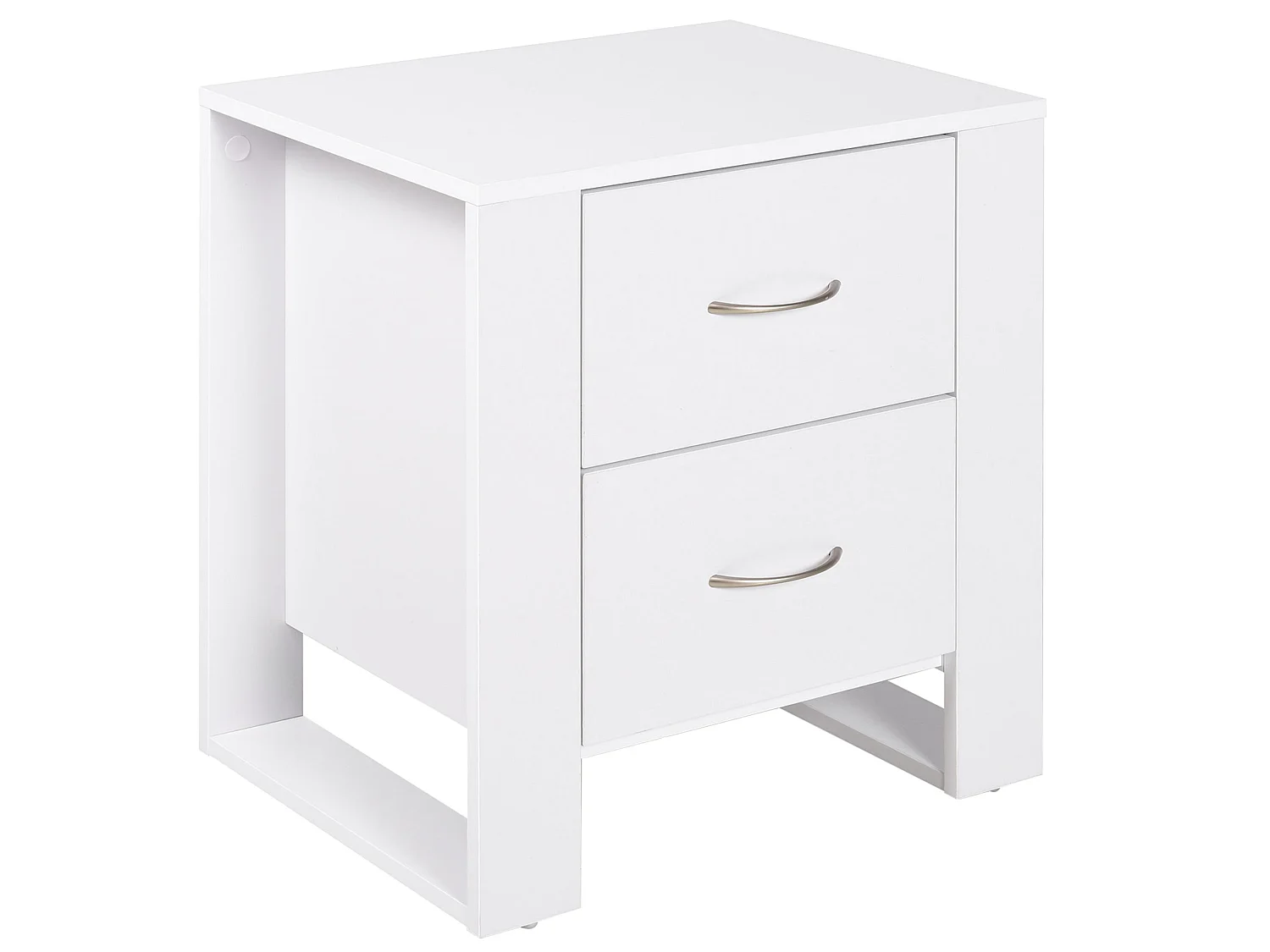 Tocoma White 2 Drawer Bedside Table Particleboard Melamine Coating Silver Handles