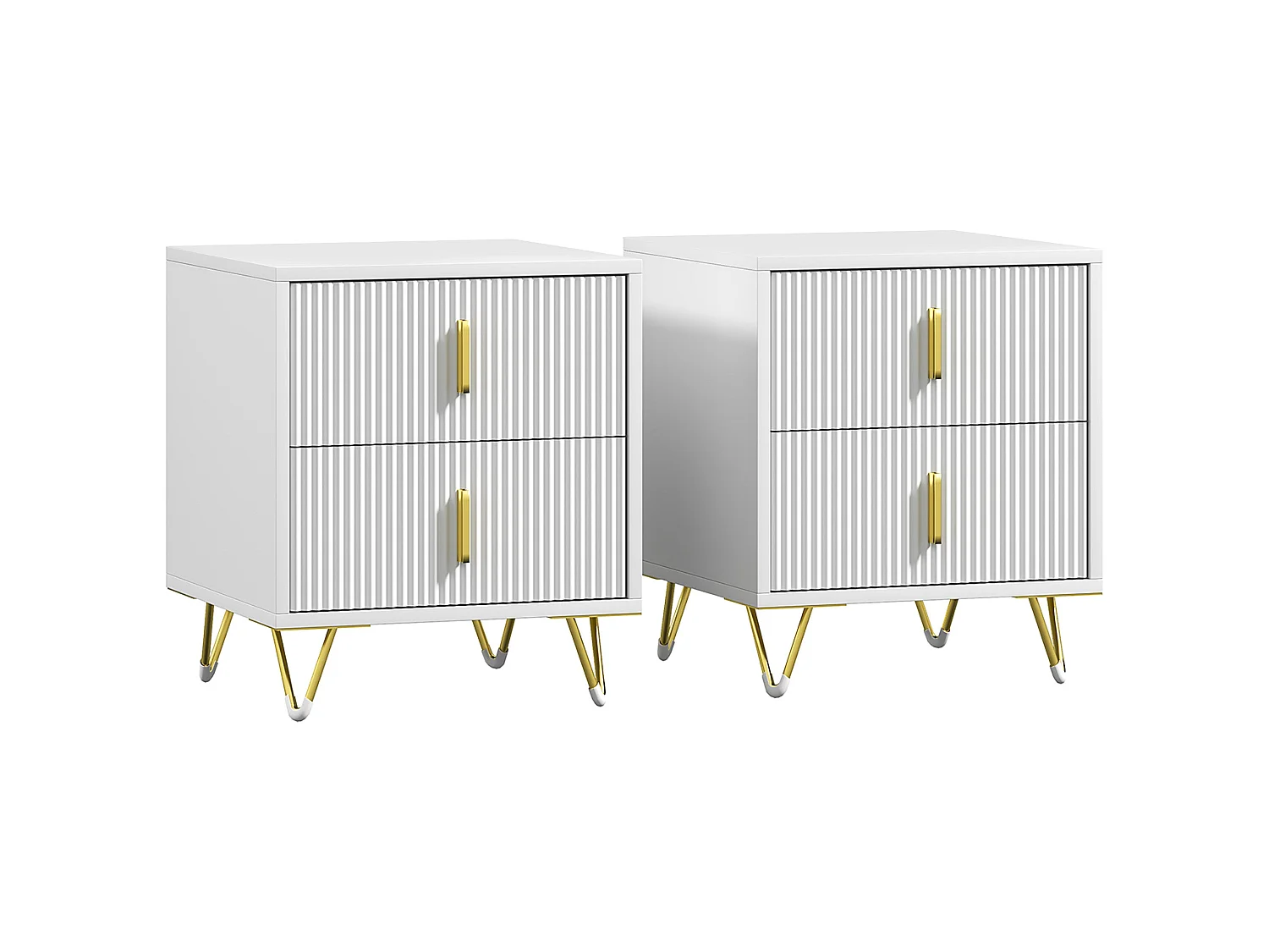 Nehana Set of 2 White and Gold 2 Drawer Bedside Chests