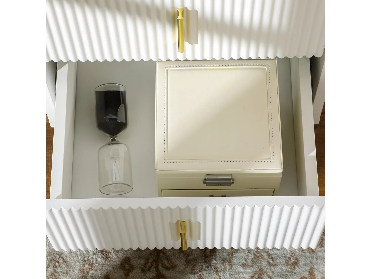 Nehana Set of 2 White and Gold 2 Drawer Bedside Chests