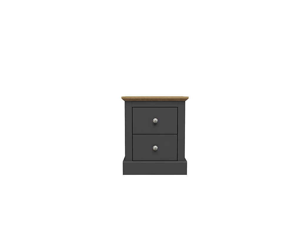 Ardee 2 Drawer Bedside Table Dark Grey Finish with Natural Oak Top