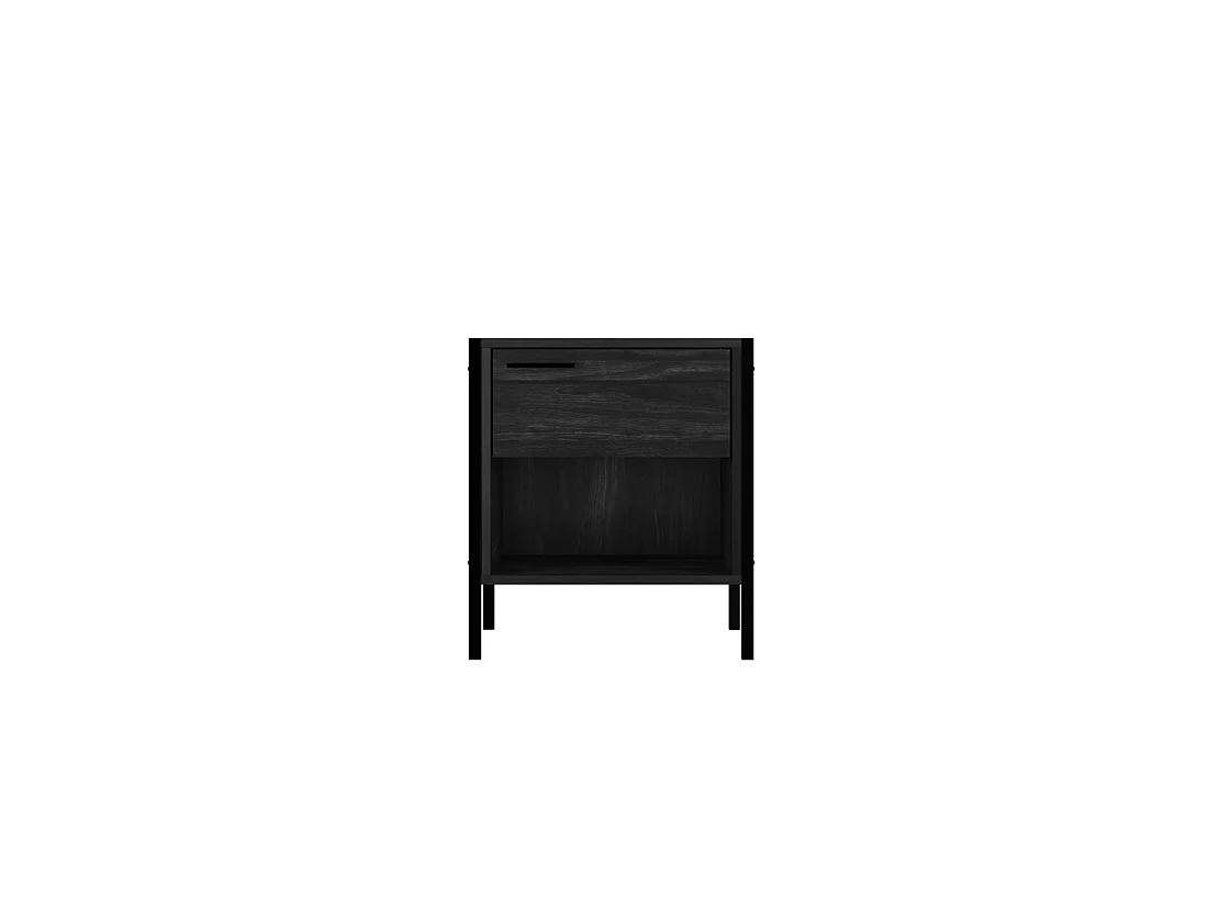 Ireland Bedside Table 2 Drawers Black Wood Effect