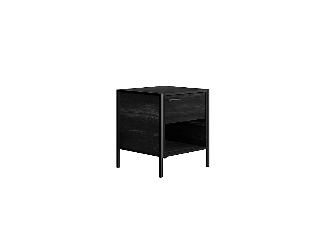 Ireland Bedside Table 2 Drawers Black Wood Effect