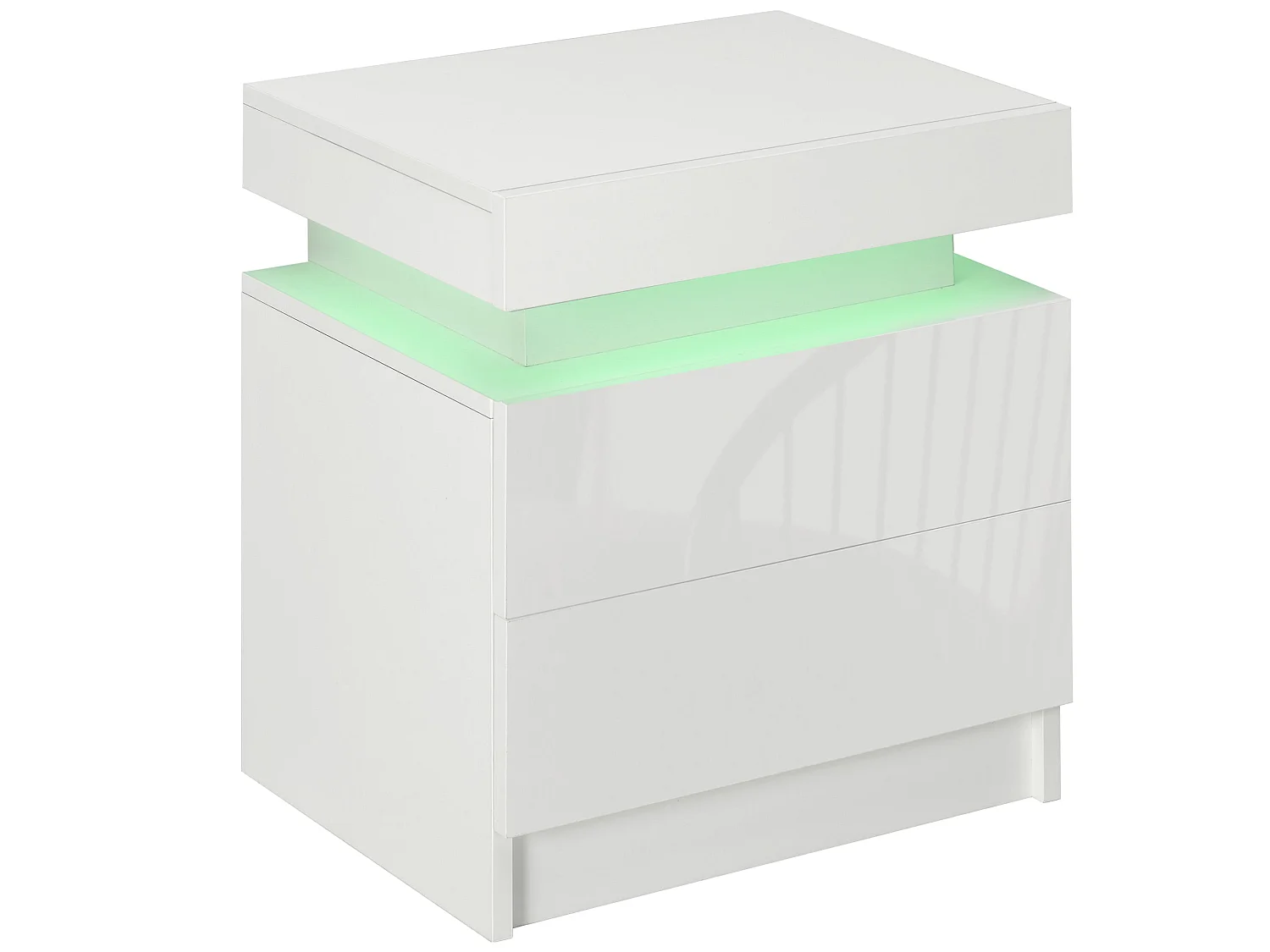 Rema High Gloss White Bedside Table with LED Lighting 2 Drawers