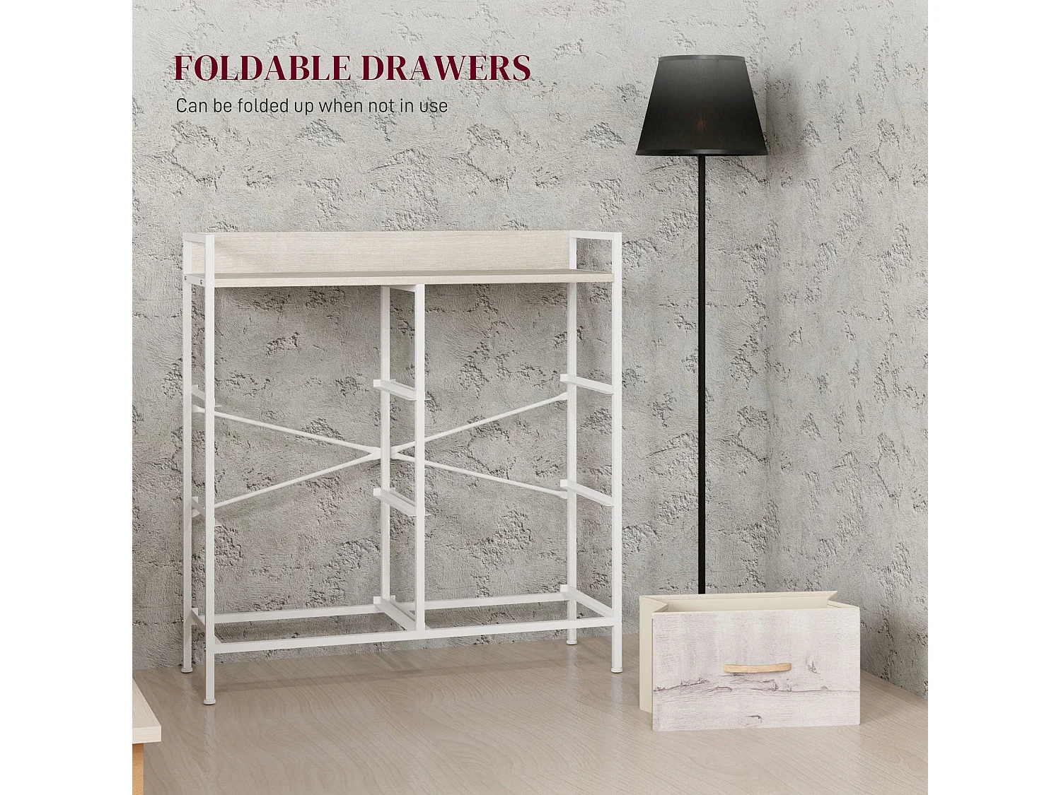Fisufi 6 Drawer Fabric Chest White and Natural Wood Finish