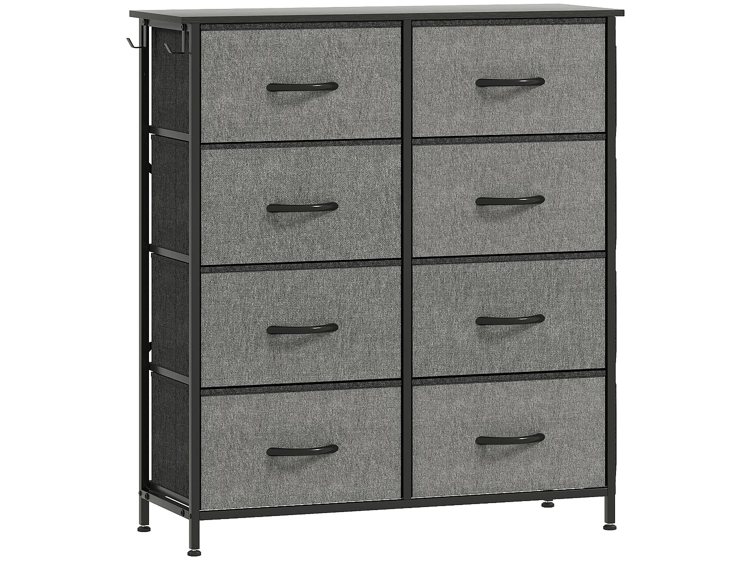 Niri Charcoal Grey Fabric and Metal 8 Drawer Storage Chest