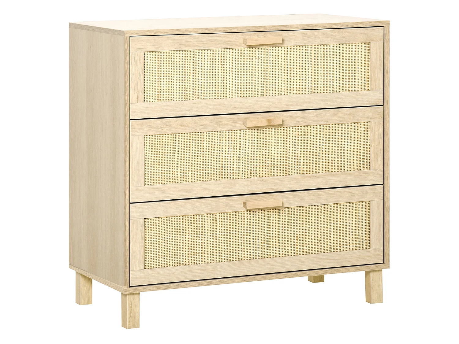 Doyo 3 Drawer Natural Rattan and Wood Chest