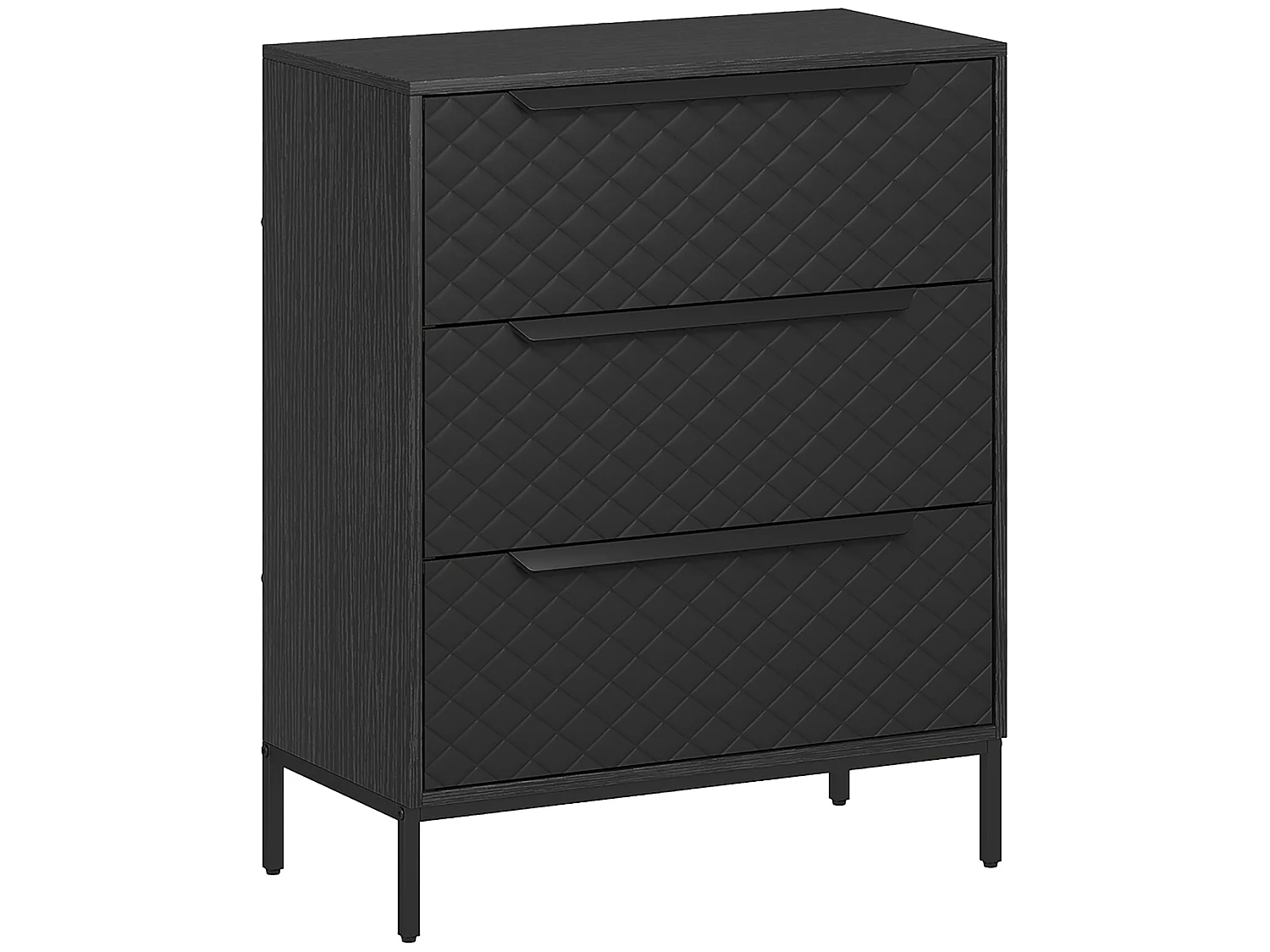 Salimo 3 Drawer Fabric Dresser Black Metal Base