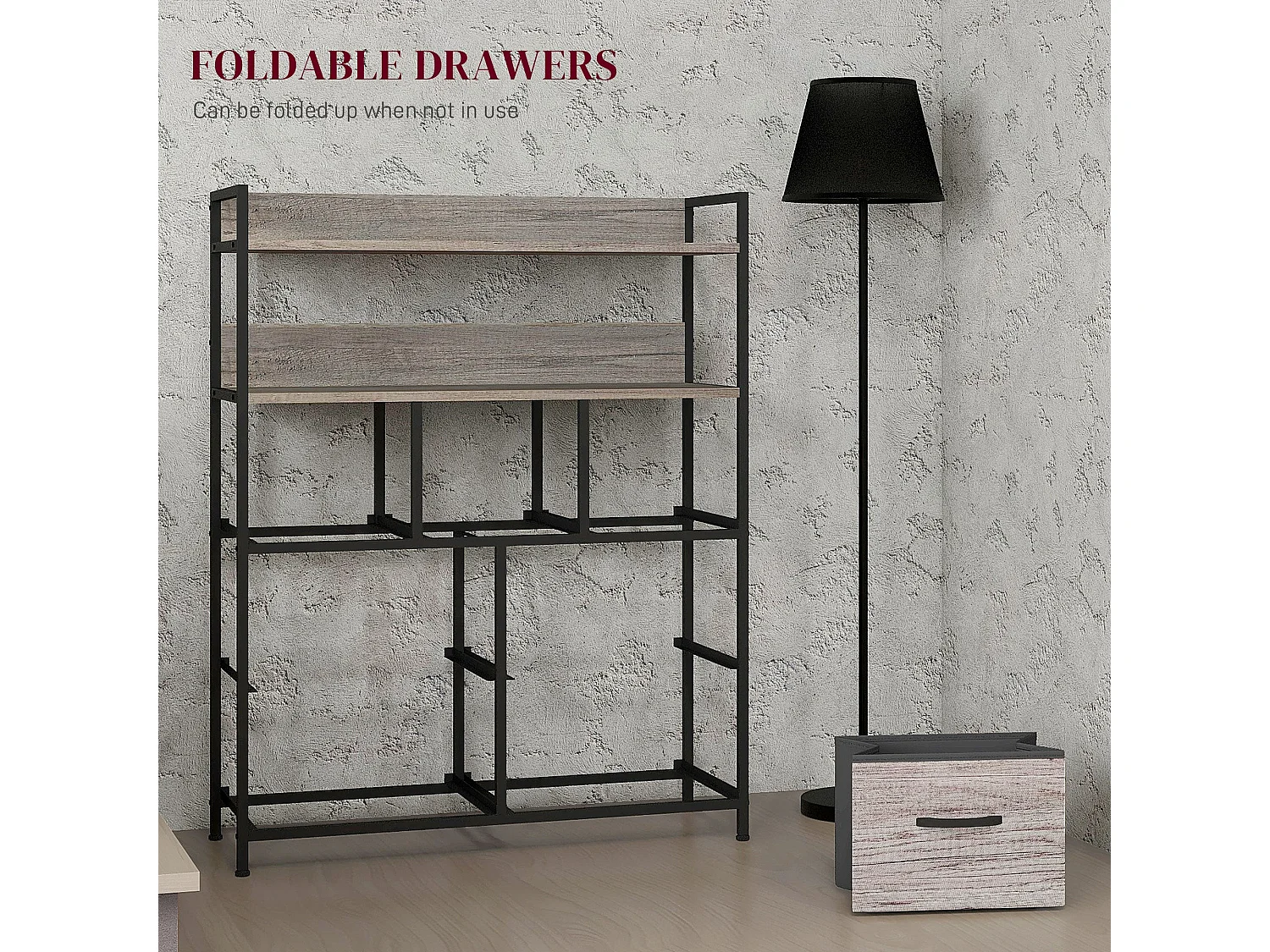 Norale 7 Drawer Fabric Dresser Grey Wood Effect Rustic Storage Chest