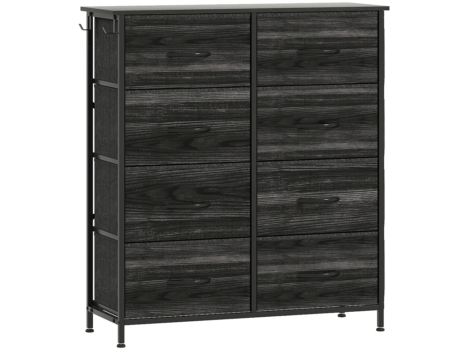 Elzi Fabric and Metal 8 Drawer Storage Chest Black