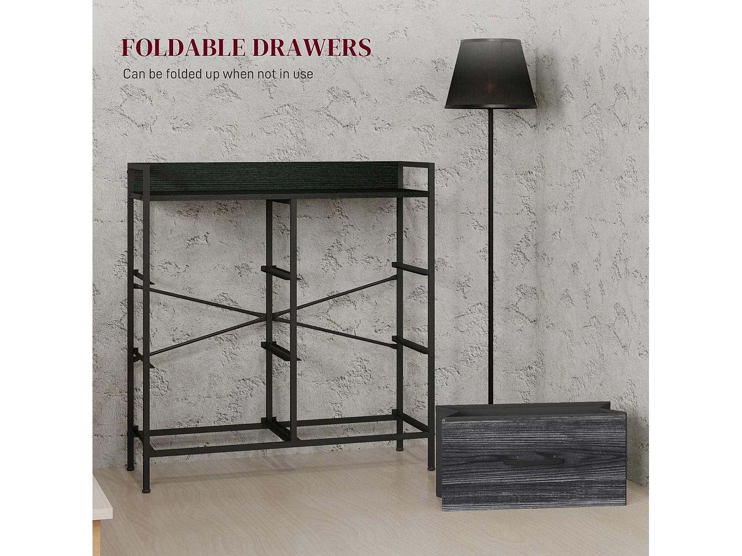Basa 6 Drawer Fabric Chest Black Industrial Rustic Storage