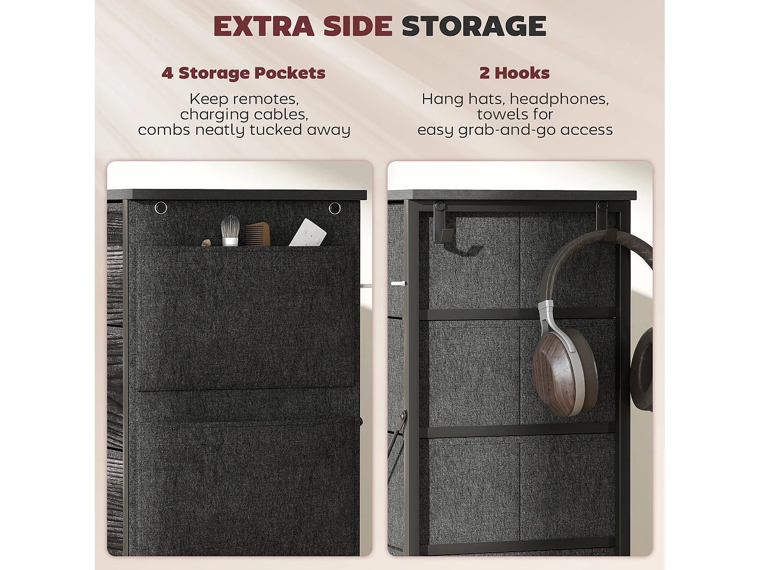 Mirizi Black Fabric and Steel 10 Drawer Storage Chest