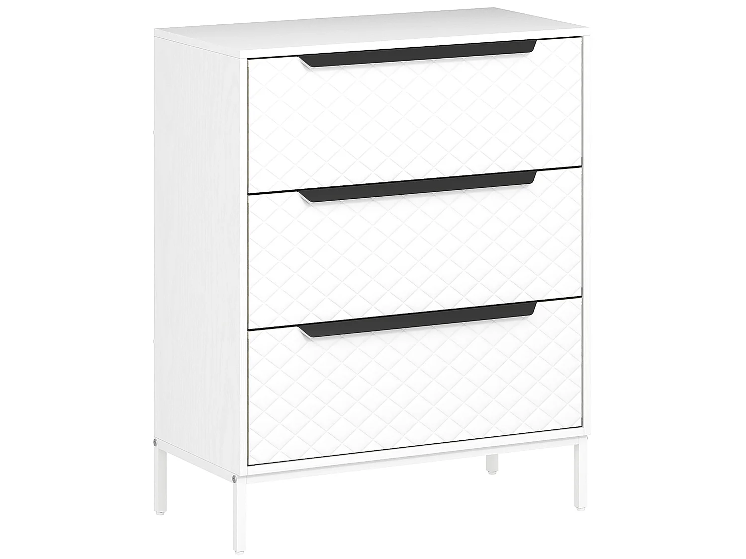 Kakara 3 Drawer Fabric Dresser White MDF Frame Metal Base Foldable Drawers