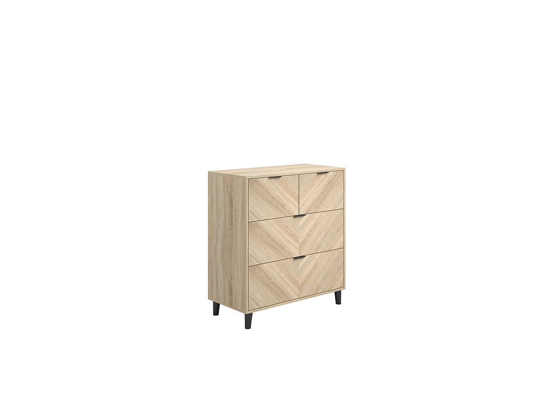Skerries Chevron 4 Drawer Chest Natural Oak Effect Wood