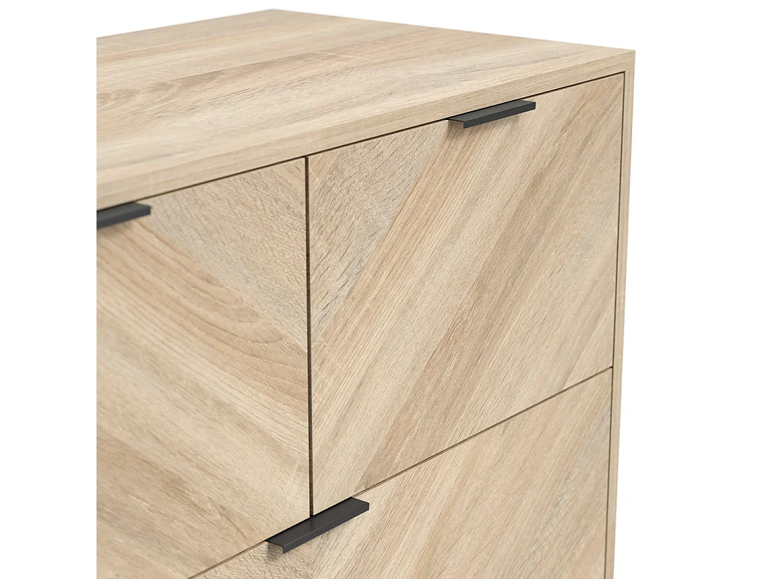 Skerries Chevron 4 Drawer Chest Natural Oak Effect Wood