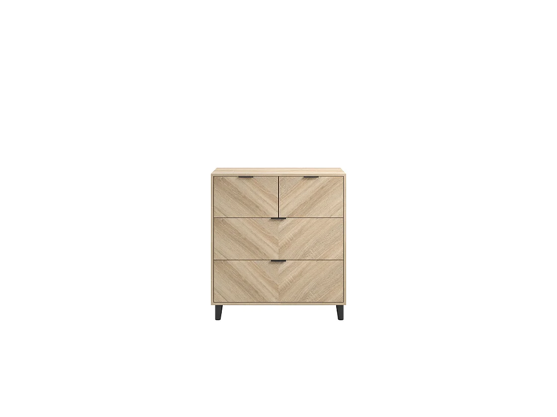 Skerries Chevron 4 Drawer Chest Natural Oak Effect Wood