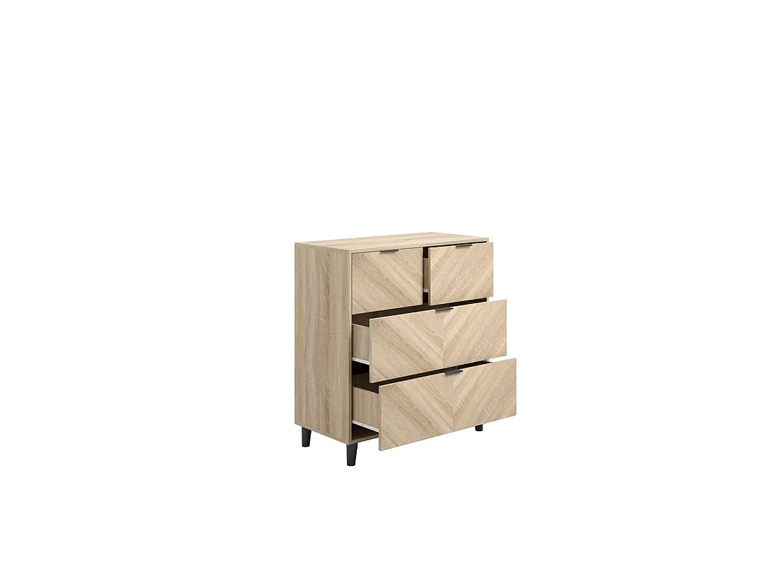 Skerries Chevron 4 Drawer Chest Natural Oak Effect Wood