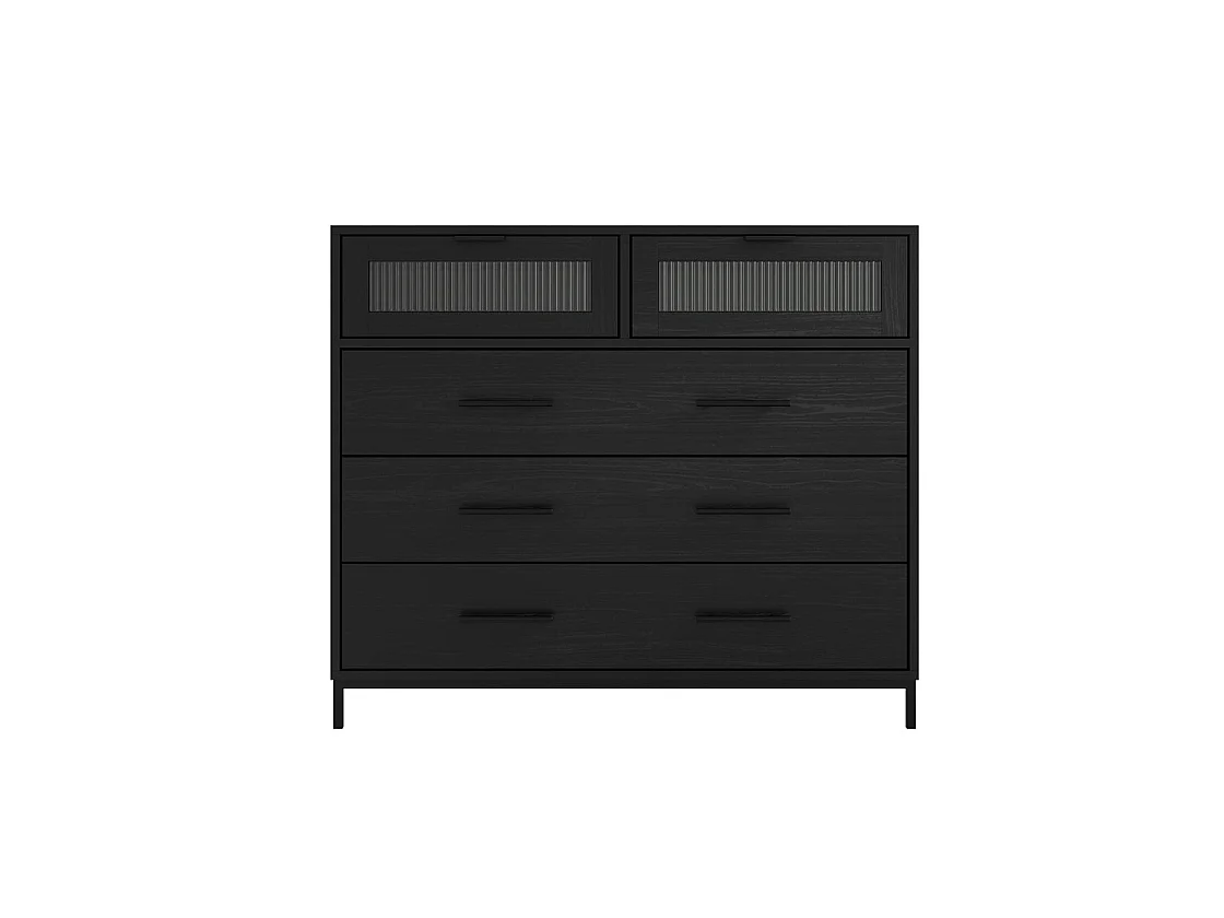 Lou Matt Black 5 Drawer Reeded Wood Storage Chest