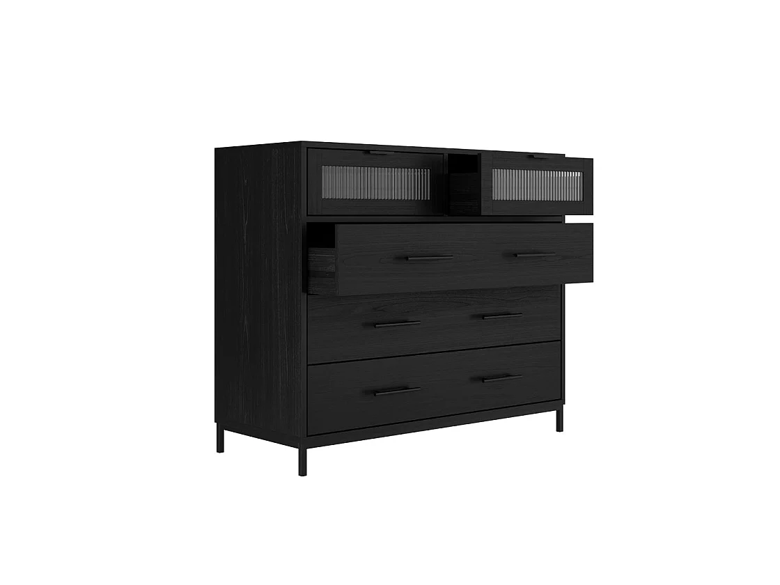 Lou Matt Black 5 Drawer Reeded Wood Storage Chest