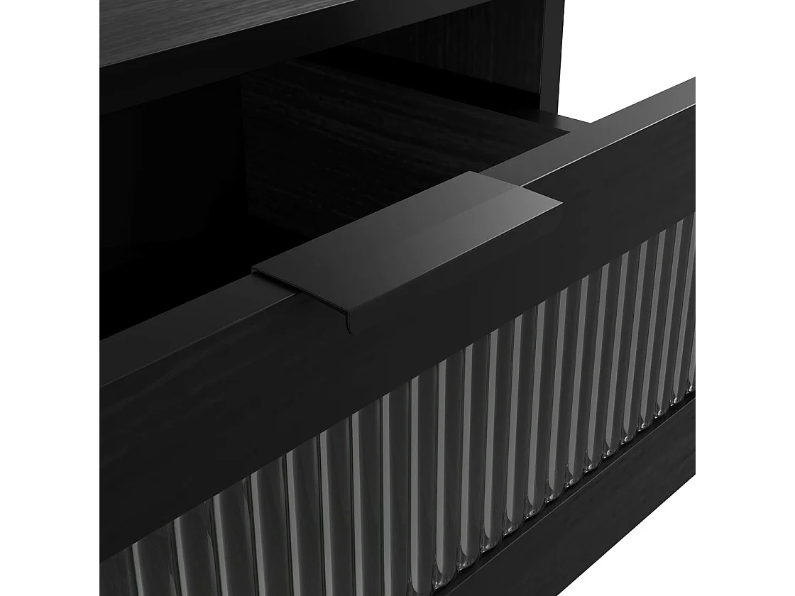 Lou Matt Black 5 Drawer Reeded Wood Storage Chest