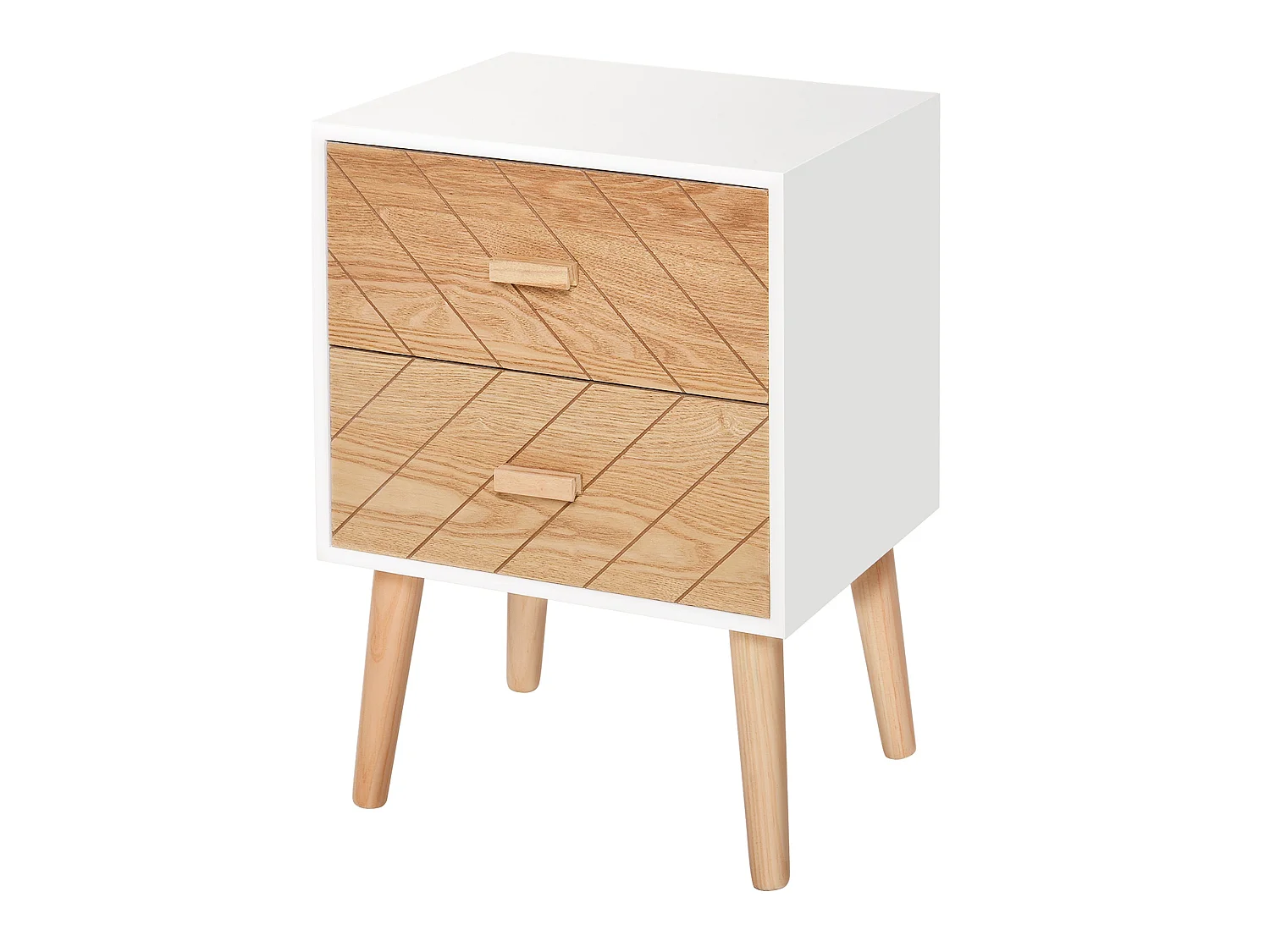 Sutare 2 Drawer Bedside Table White and Natural Wood Finish