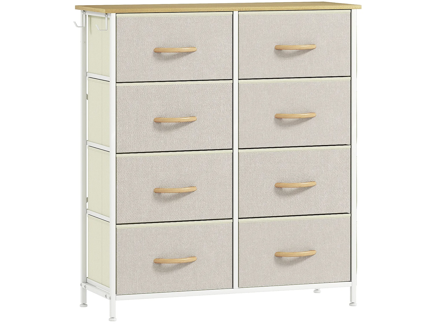 Docone Livi 8 Drawer Fabric and Metal Storage Chest Beige