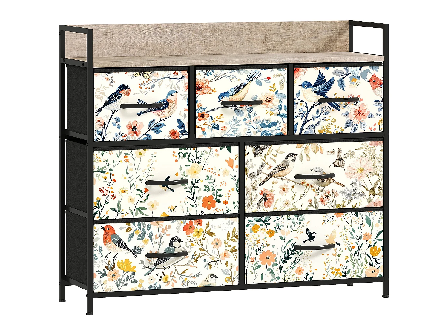 Tonona White 7 Drawer Fabric Chest Modern Storage Unit